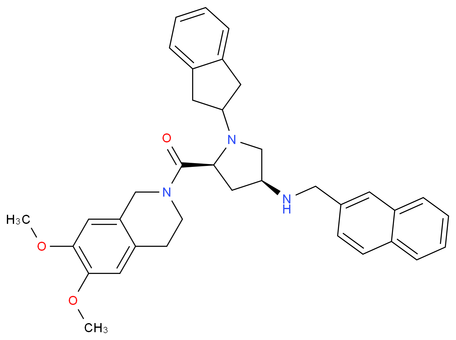(3S,5S)-1-(2,3-dihydro-1H-inden-2-yl)-5-[(6,7-dimethoxy-3,4-dihydro-2(1H)-isoquinolinyl)carbonyl]-N-(2-naphthylmethyl)-3-pyrrolidinamine_Molecular_structure_CAS_)