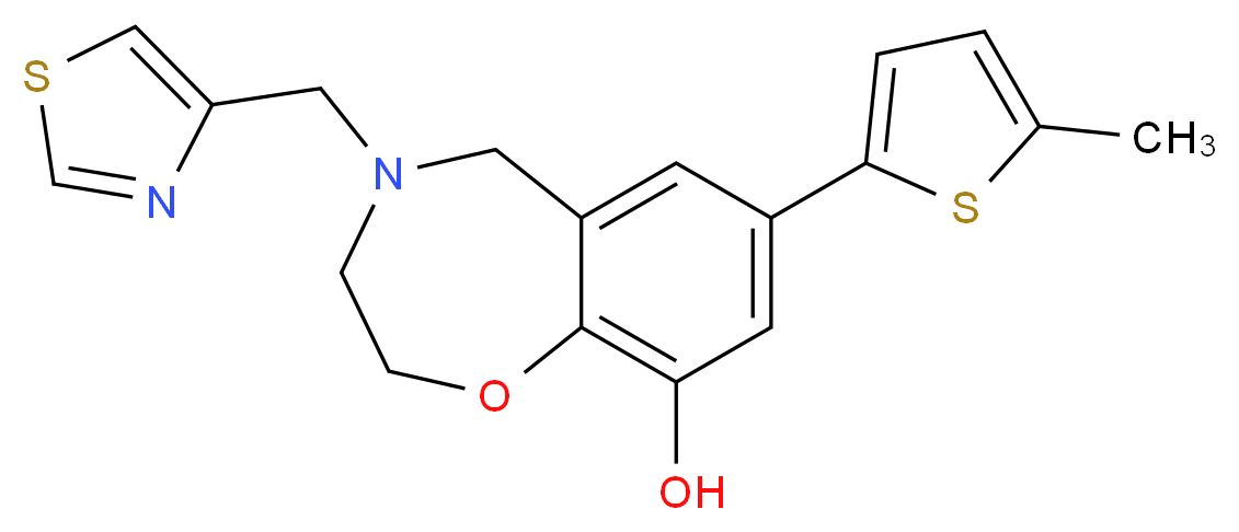 7-(5-methyl-2-thienyl)-4-(1,3-thiazol-4-ylmethyl)-2,3,4,5-tetrahydro-1,4-benzoxazepin-9-ol_Molecular_structure_CAS_)