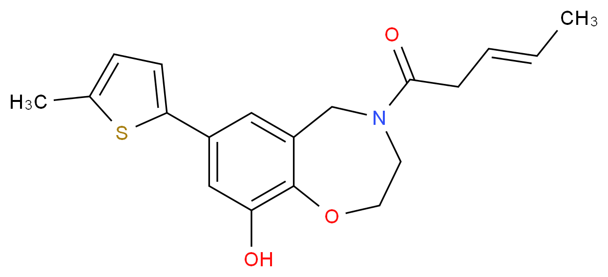 7-(5-methyl-2-thienyl)-4-[(3E)-pent-3-enoyl]-2,3,4,5-tetrahydro-1,4-benzoxazepin-9-ol_Molecular_structure_CAS_)