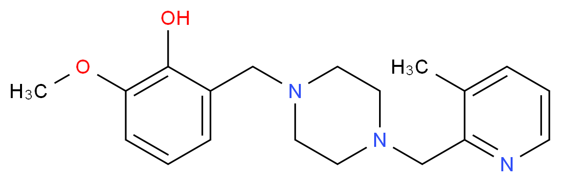 2-methoxy-6-({4-[(3-methylpyridin-2-yl)methyl]piperazin-1-yl}methyl)phenol_Molecular_structure_CAS_)