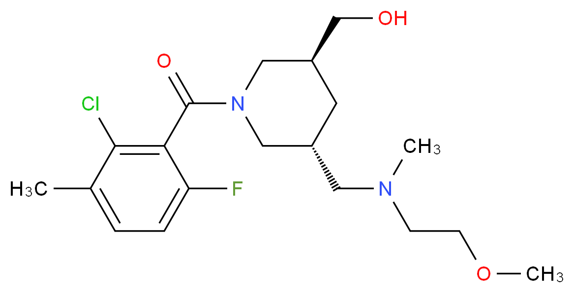 ((3S*,5R*)-1-(2-chloro-6-fluoro-3-methylbenzoyl)-5-{[(2-methoxyethyl)(methyl)amino]methyl}piperidin-3-yl)methanol_Molecular_structure_CAS_)