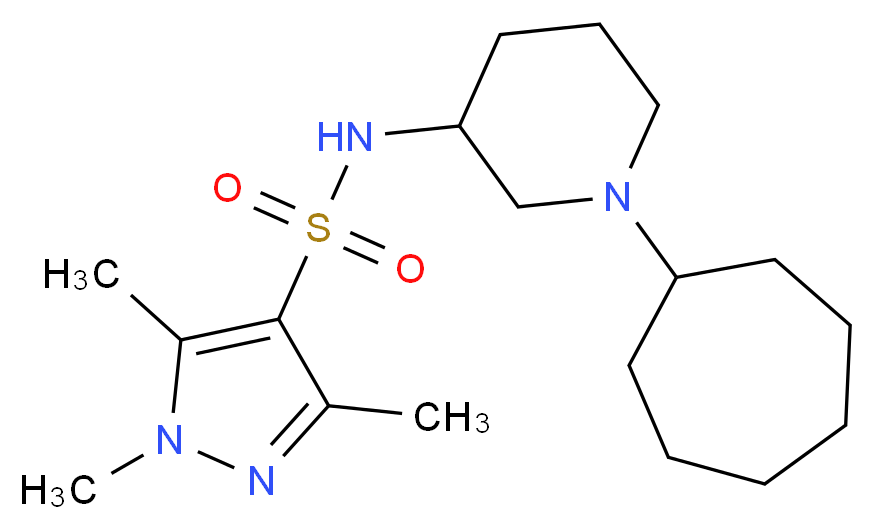 N-(1-cycloheptyl-3-piperidinyl)-1,3,5-trimethyl-1H-pyrazole-4-sulfonamide_Molecular_structure_CAS_)