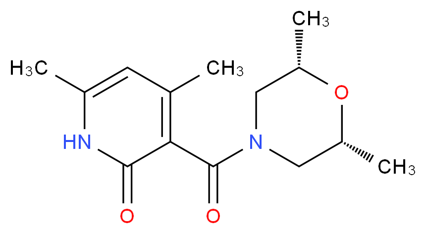3-{[(2R*,6S*)-2,6-dimethylmorpholin-4-yl]carbonyl}-4,6-dimethylpyridin-2(1H)-one_Molecular_structure_CAS_)