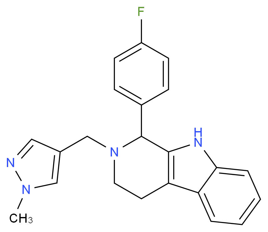 1-(4-fluorophenyl)-2-[(1-methyl-1H-pyrazol-4-yl)methyl]-2,3,4,9-tetrahydro-1H-beta-carboline_Molecular_structure_CAS_)