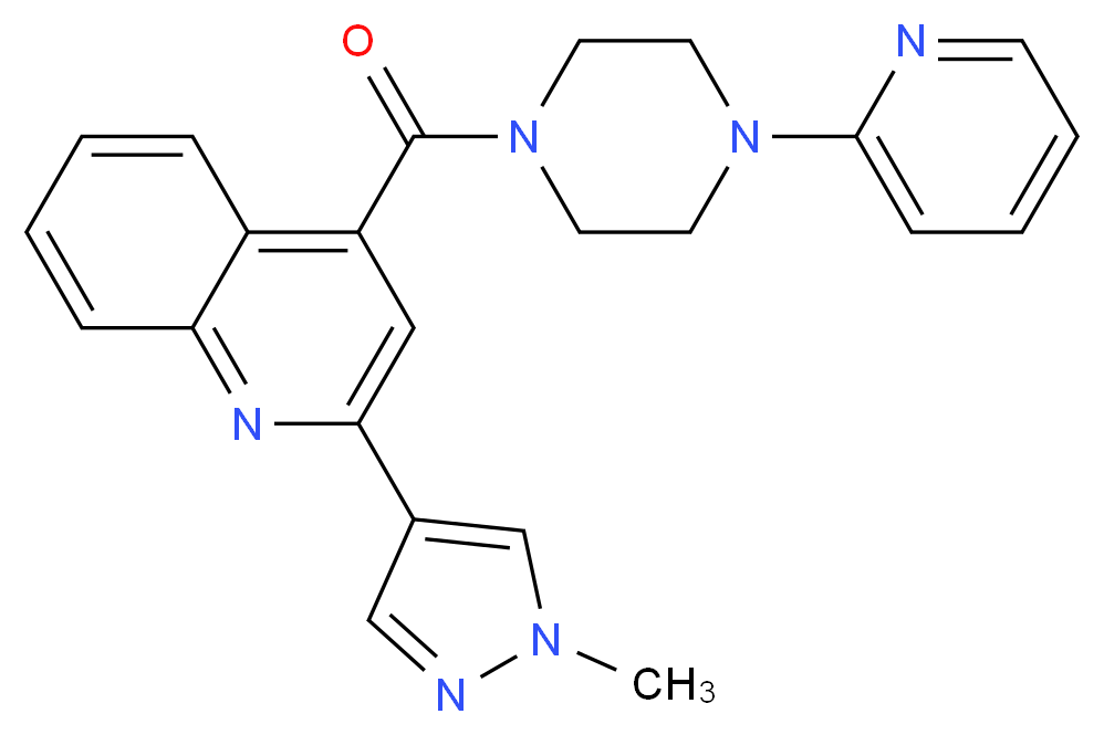 2-(1-methyl-1H-pyrazol-4-yl)-4-[(4-pyridin-2-ylpiperazin-1-yl)carbonyl]quinoline_Molecular_structure_CAS_)