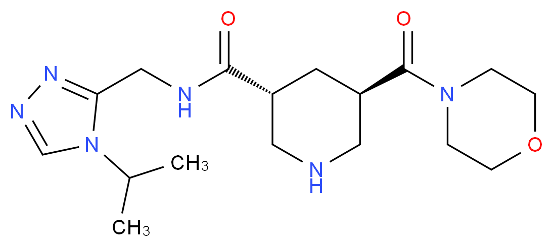(3R*,5R*)-N-[(4-isopropyl-4H-1,2,4-triazol-3-yl)methyl]-5-(morpholin-4-ylcarbonyl)piperidine-3-carboxamide_Molecular_structure_CAS_)