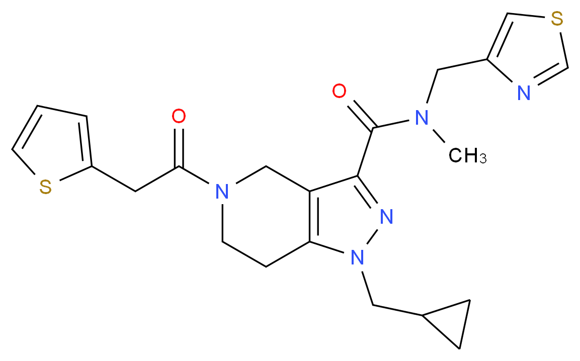 1-(cyclopropylmethyl)-N-methyl-N-(1,3-thiazol-4-ylmethyl)-5-(2-thienylacetyl)-4,5,6,7-tetrahydro-1H-pyrazolo[4,3-c]pyridine-3-carboxamide_Molecular_structure_CAS_)