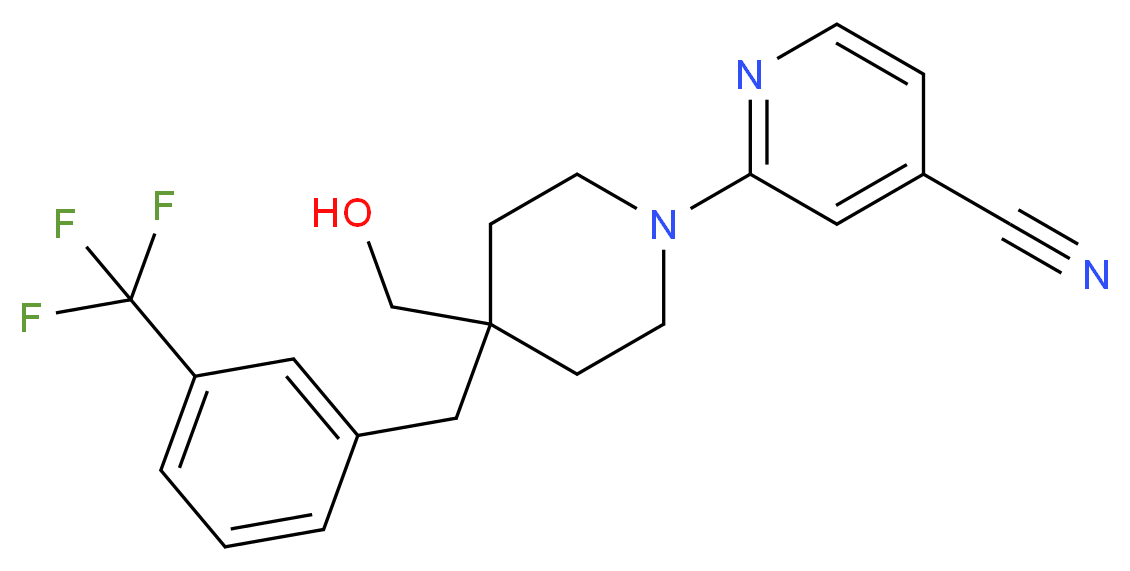 2-{4-(hydroxymethyl)-4-[3-(trifluoromethyl)benzyl]piperidin-1-yl}isonicotinonitrile_Molecular_structure_CAS_)