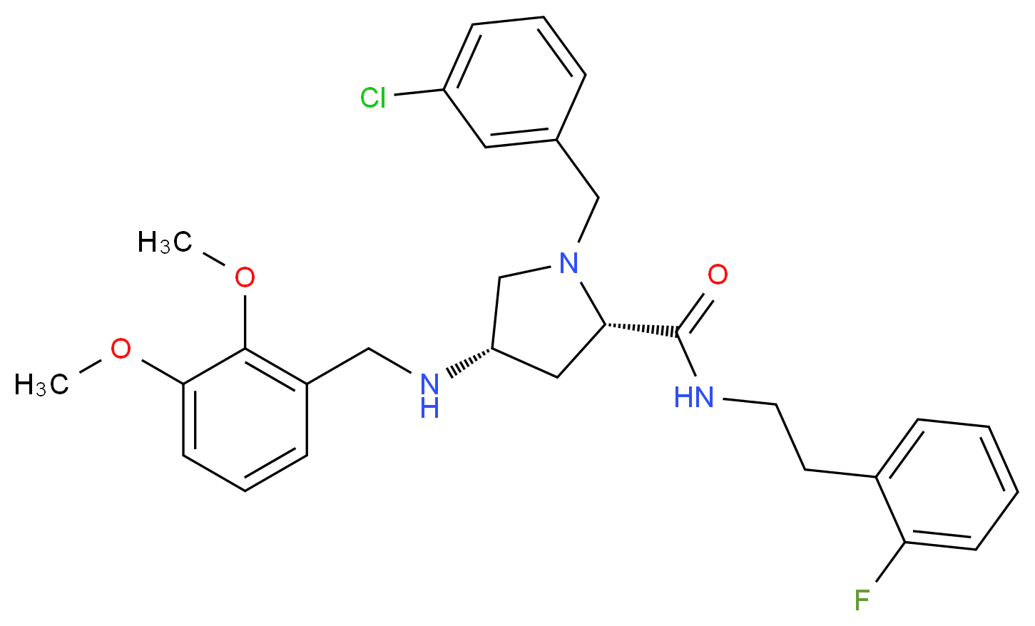 (4S)-1-(3-chlorobenzyl)-4-[(2,3-dimethoxybenzyl)amino]-N-[2-(2-fluorophenyl)ethyl]-L-prolinamide_Molecular_structure_CAS_)