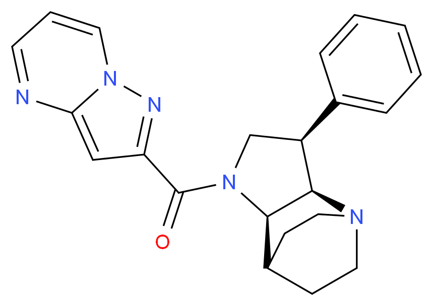 (3R*,3aR*,7aR*)-3-phenyl-1-(pyrazolo[1,5-a]pyrimidin-2-ylcarbonyl)octahydro-4,7-ethanopyrrolo[3,2-b]pyridine_Molecular_structure_CAS_)