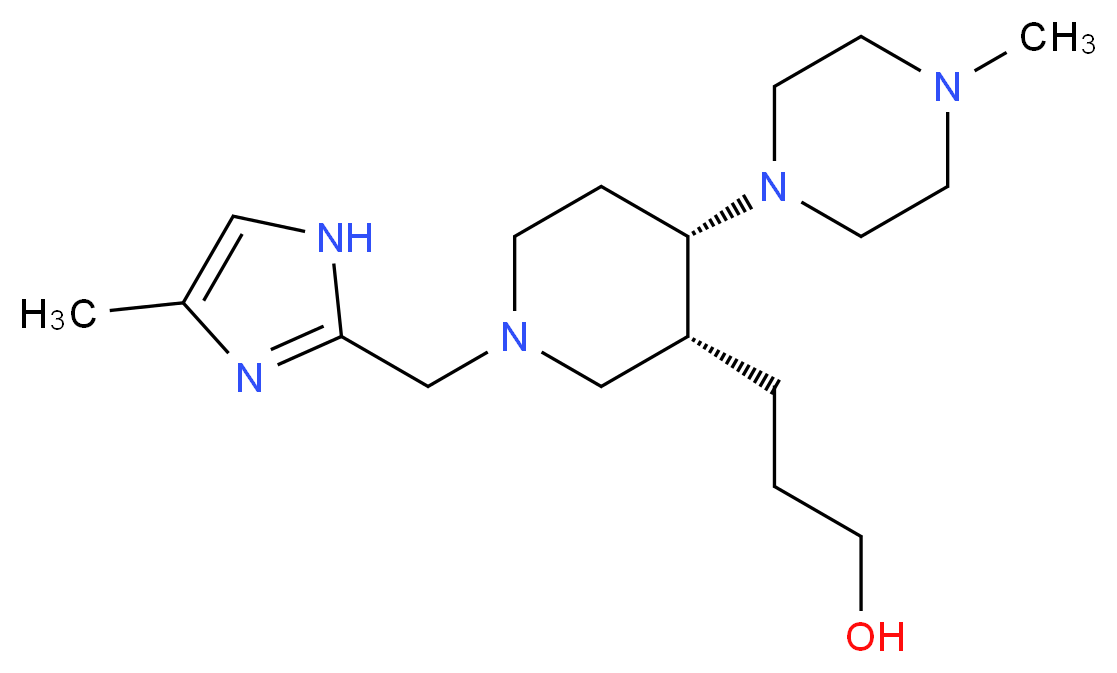 3-[(3R*,4S*)-1-[(4-methyl-1H-imidazol-2-yl)methyl]-4-(4-methylpiperazin-1-yl)piperidin-3-yl]propan-1-ol_Molecular_structure_CAS_)