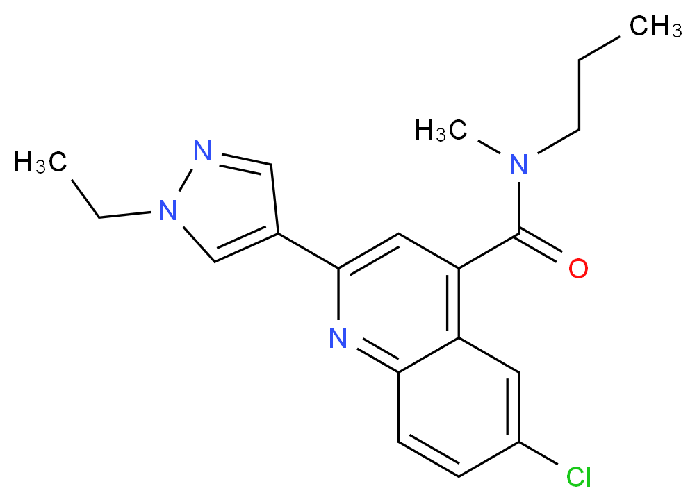6-chloro-2-(1-ethyl-1H-pyrazol-4-yl)-N-methyl-N-propylquinoline-4-carboxamide_Molecular_structure_CAS_)