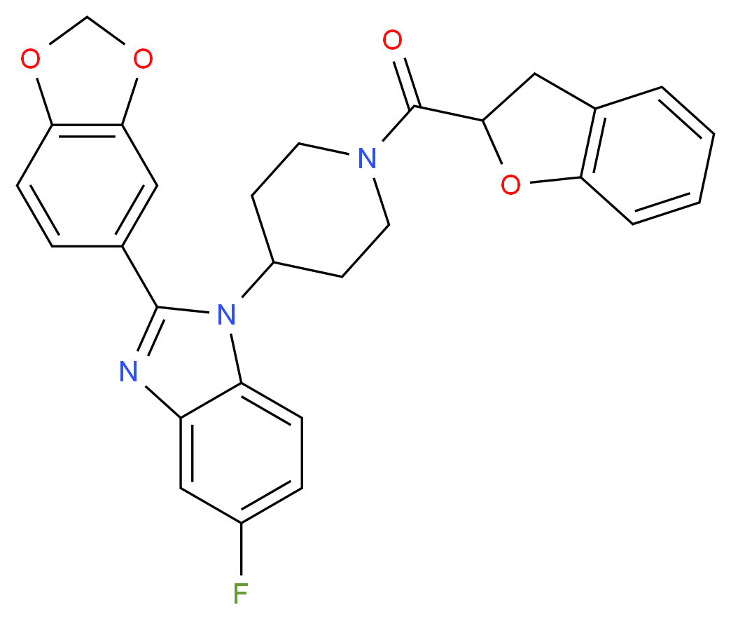 2-(1,3-benzodioxol-5-yl)-1-[1-(2,3-dihydro-1-benzofuran-2-ylcarbonyl)-4-piperidinyl]-5-fluoro-1H-benzimidazole_Molecular_structure_CAS_)