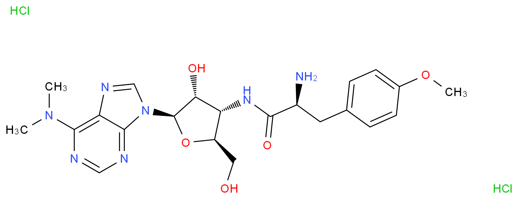 Puromycin dihydrochloride from Streptomyces alboniger_Molecular_structure_CAS_58-58-2)