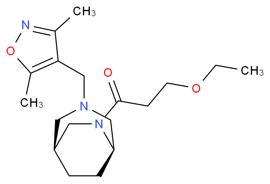 (1S*,5R*)-3-[(3,5-dimethyl-4-isoxazolyl)methyl]-6-(3-ethoxypropanoyl)-3,6-diazabicyclo[3.2.2]nonane_Molecular_structure_CAS_)