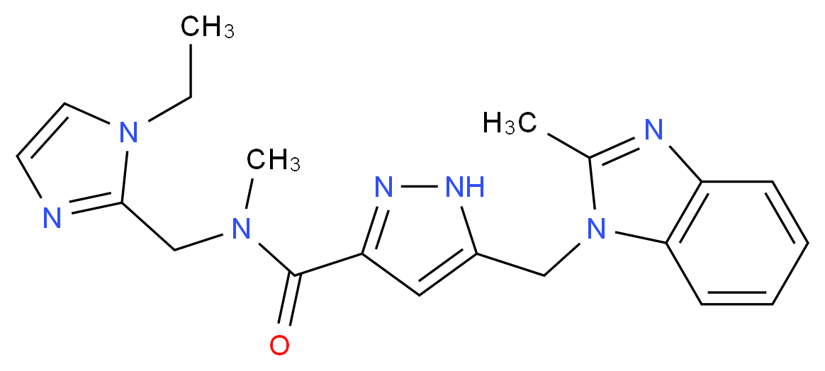 N-[(1-ethyl-1H-imidazol-2-yl)methyl]-N-methyl-5-[(2-methyl-1H-benzimidazol-1-yl)methyl]-1H-pyrazole-3-carboxamide_Molecular_structure_CAS_)