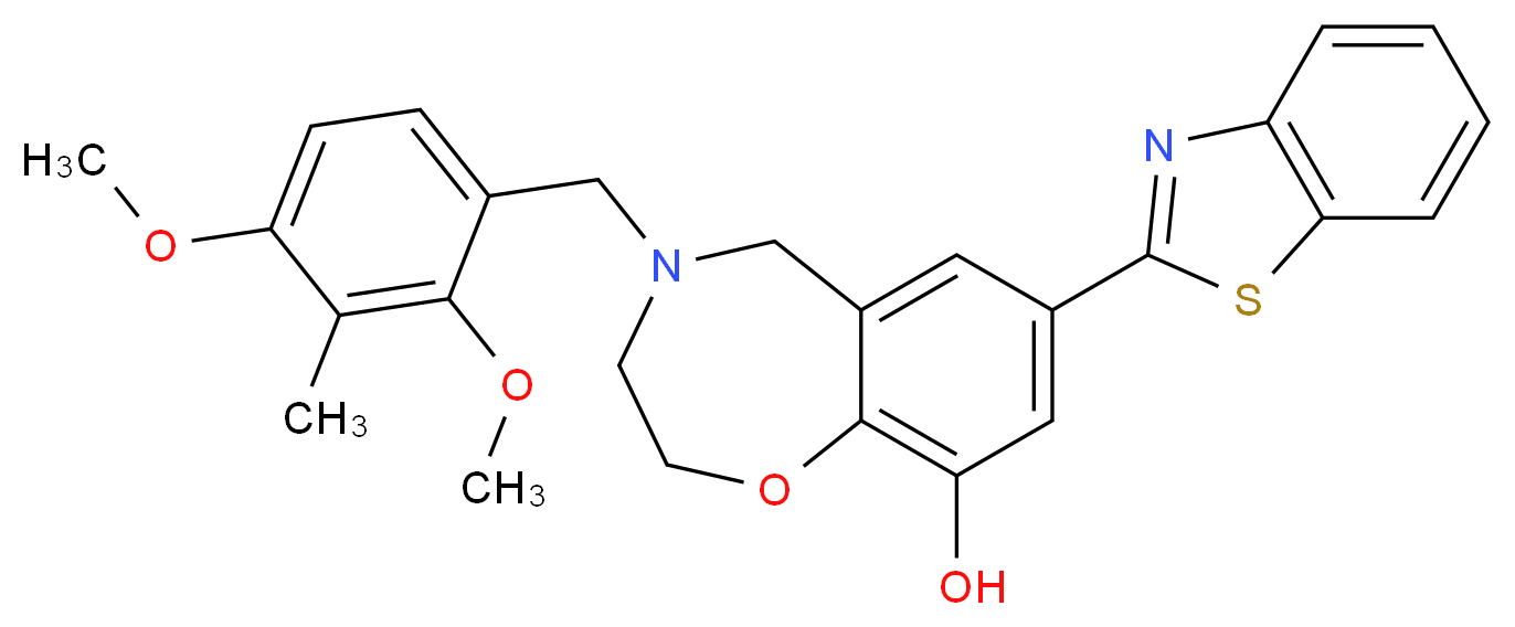 7-(1,3-benzothiazol-2-yl)-4-(2,4-dimethoxy-3-methylbenzyl)-2,3,4,5-tetrahydro-1,4-benzoxazepin-9-ol_Molecular_structure_CAS_)