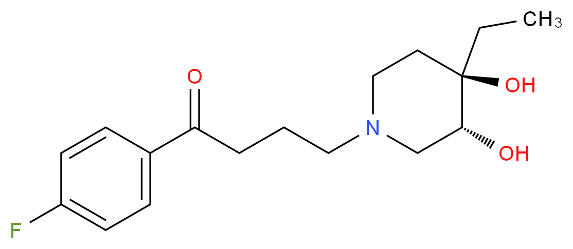 4-[(3R*,4R*)-4-ethyl-3,4-dihydroxypiperidin-1-yl]-1-(4-fluorophenyl)butan-1-one_Molecular_structure_CAS_)