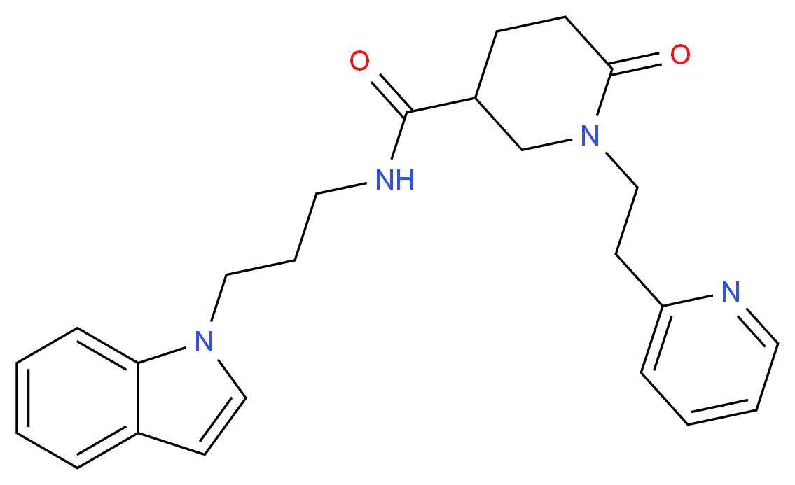 N-[3-(1H-indol-1-yl)propyl]-6-oxo-1-[2-(2-pyridinyl)ethyl]-3-piperidinecarboxamide_Molecular_structure_CAS_)
