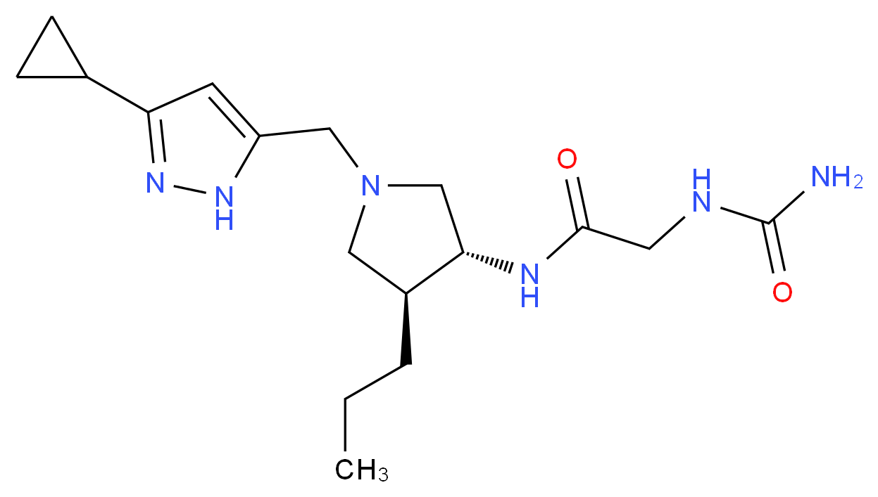 N~2~-(aminocarbonyl)-N~1~-{(3R*,4S*)-1-[(3-cyclopropyl-1H-pyrazol-5-yl)methyl]-4-propyl-3-pyrrolidinyl}glycinamide_Molecular_structure_CAS_)