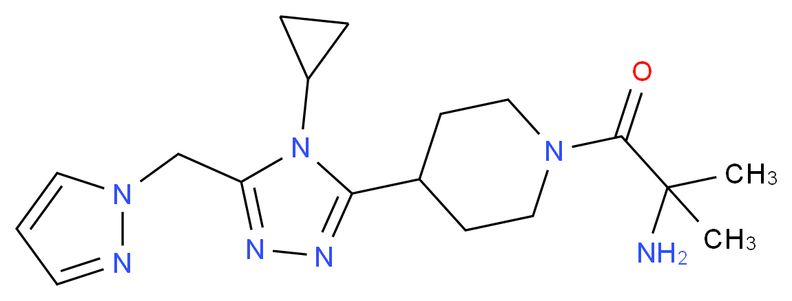(2-{4-[4-cyclopropyl-5-(1H-pyrazol-1-ylmethyl)-4H-1,2,4-triazol-3-yl]piperidin-1-yl}-1,1-dimethyl-2-oxoethyl)amine_Molecular_structure_CAS_)