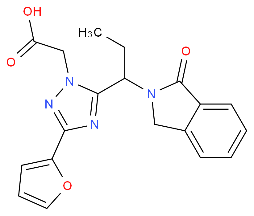 {3-(2-furyl)-5-[1-(1-oxo-1,3-dihydro-2H-isoindol-2-yl)propyl]-1H-1,2,4-triazol-1-yl}acetic acid_Molecular_structure_CAS_)