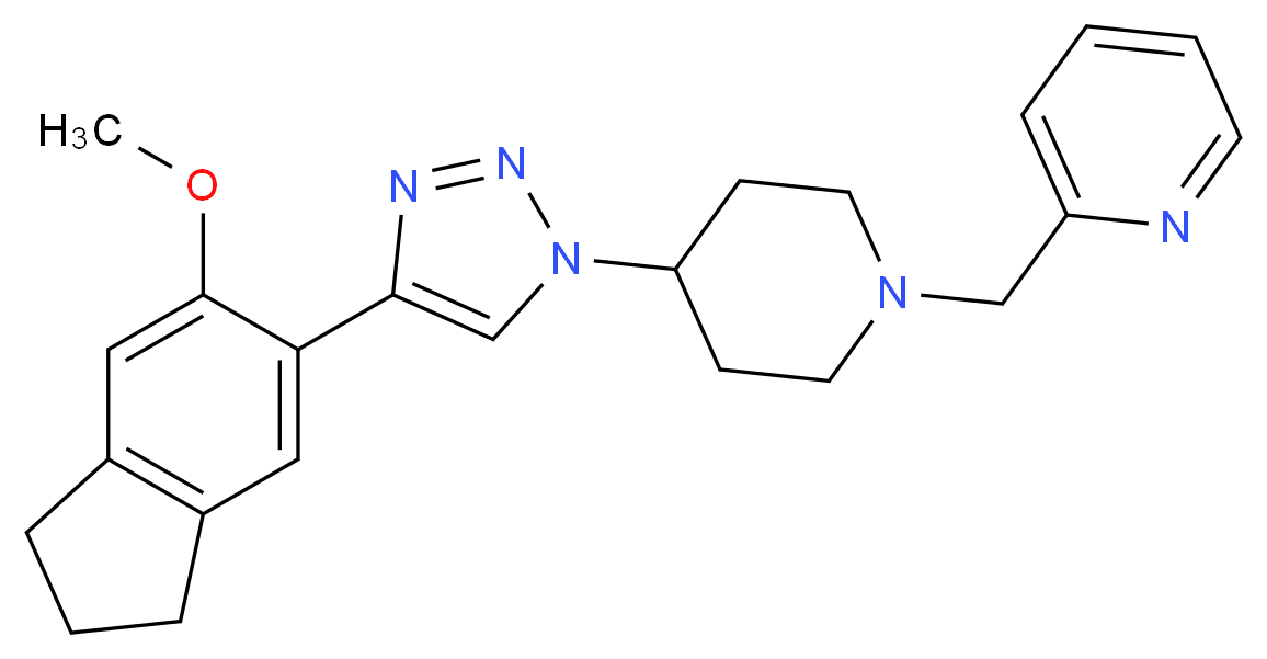2-({4-[4-(6-methoxy-2,3-dihydro-1H-inden-5-yl)-1H-1,2,3-triazol-1-yl]piperidin-1-yl}methyl)pyridine_Molecular_structure_CAS_)