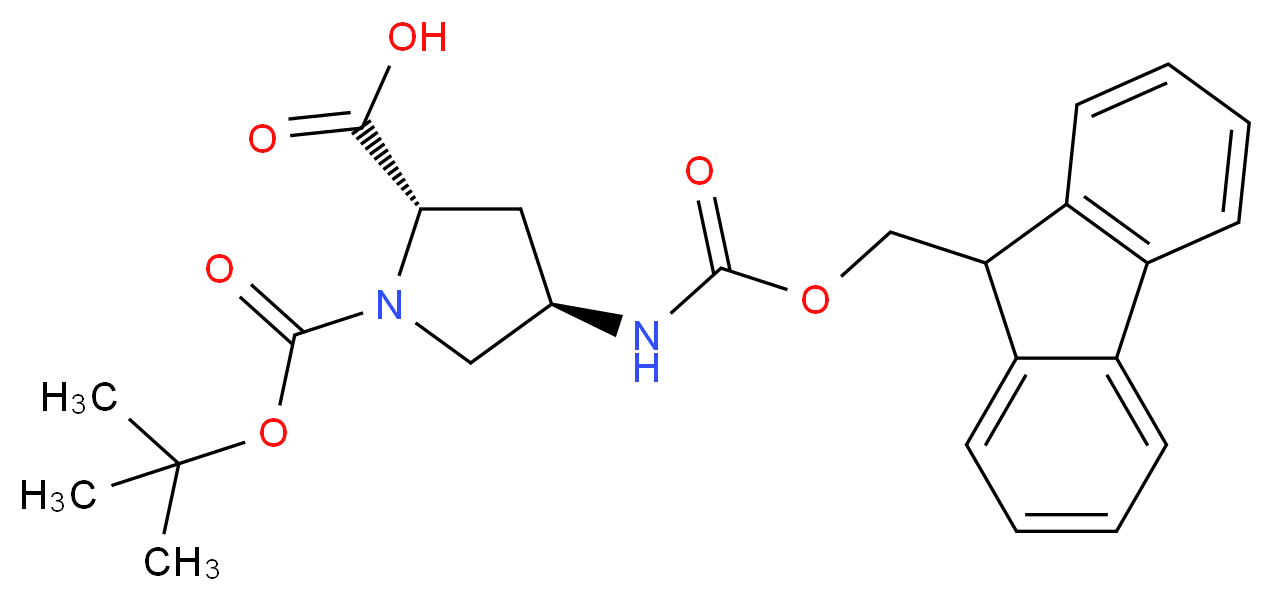 (2S,4R)-4-((((9H-Fluoren-9-yl)methoxy)carbonyl)amino)-1-(tert-butoxycarbonyl)pyrrolidine-2-carboxylic acid_Molecular_structure_CAS_176486-63-8)