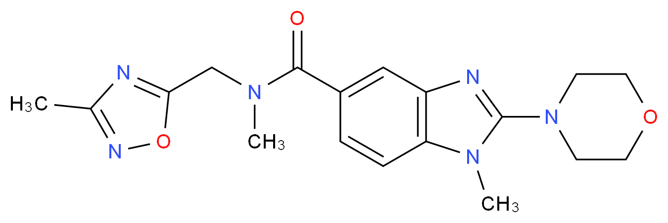 N,1-dimethyl-N-[(3-methyl-1,2,4-oxadiazol-5-yl)methyl]-2-(4-morpholinyl)-1H-benzimidazole-5-carboxamide_Molecular_structure_CAS_)