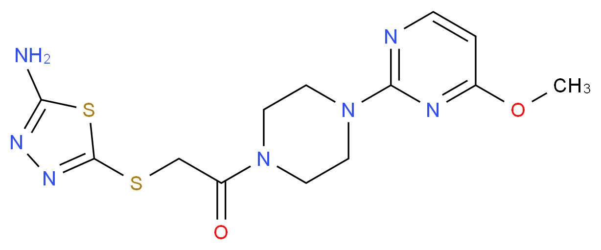 5-({2-[4-(4-methoxypyrimidin-2-yl)piperazin-1-yl]-2-oxoethyl}thio)-1,3,4-thiadiazol-2-amine_Molecular_structure_CAS_)