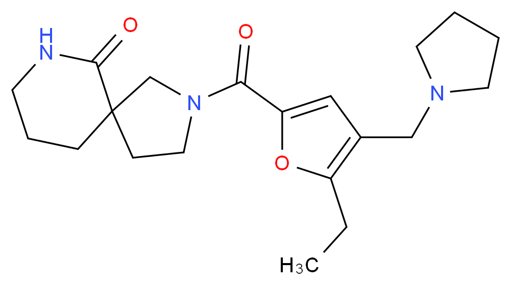 2-[5-ethyl-4-(1-pyrrolidinylmethyl)-2-furoyl]-2,7-diazaspiro[4.5]decan-6-one_Molecular_structure_CAS_)