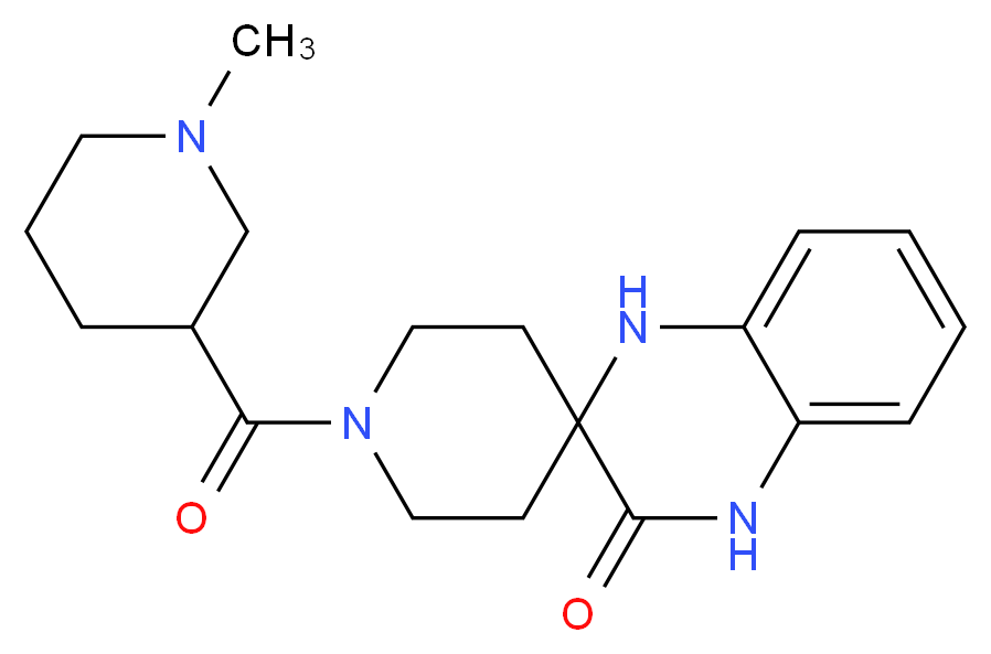 1-[(1-methyl-3-piperidinyl)carbonyl]-1',4'-dihydro-3'H-spiro[piperidine-4,2'-quinoxalin]-3'-one_Molecular_structure_CAS_)