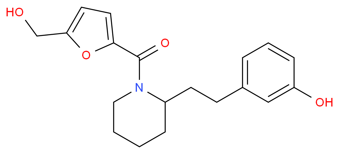 3-(2-{1-[5-(hydroxymethyl)-2-furoyl]piperidin-2-yl}ethyl)phenol_Molecular_structure_CAS_)