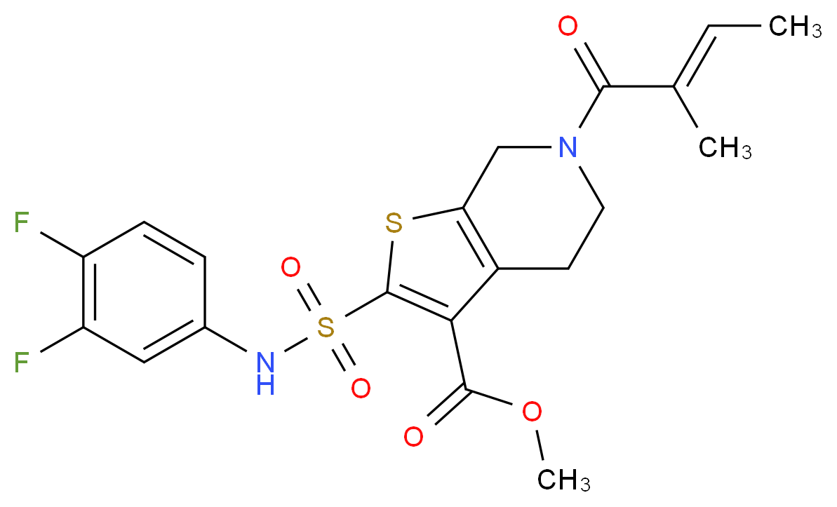 methyl 2-{[(3,4-difluorophenyl)amino]sulfonyl}-6-[(2E)-2-methyl-2-butenoyl]-4,5,6,7-tetrahydrothieno[2,3-c]pyridine-3-carboxylate_Molecular_structure_CAS_)
