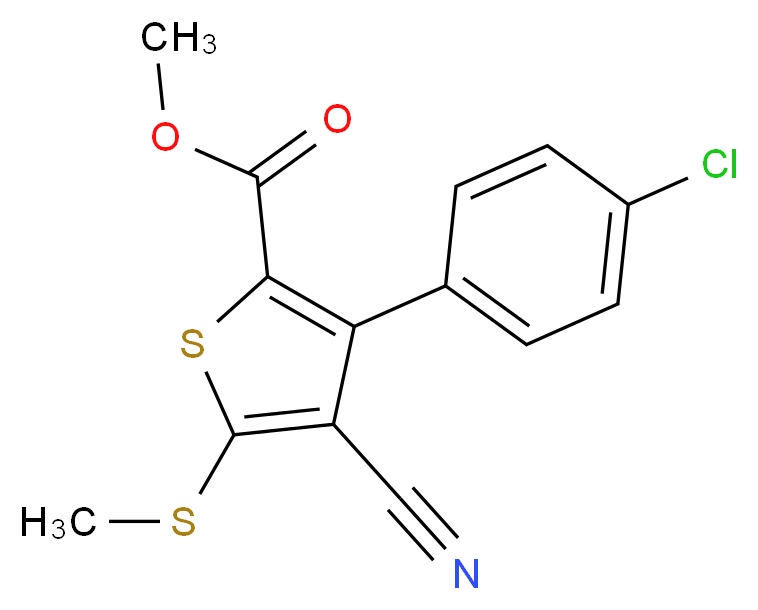 methyl 3-(4-chlorophenyl)-4-cyano-5-(methylthio)thiophene-2-carboxylate_Molecular_structure_CAS_63244-05-3)