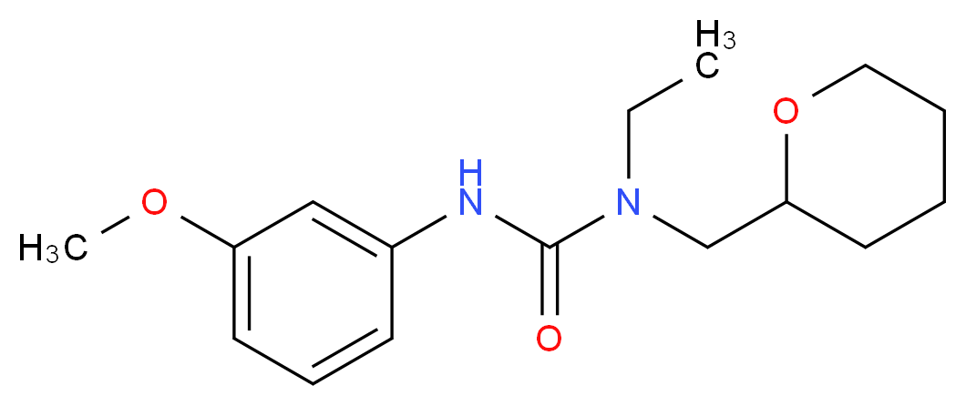 N-ethyl-N'-(3-methoxyphenyl)-N-(tetrahydro-2H-pyran-2-ylmethyl)urea_Molecular_structure_CAS_)