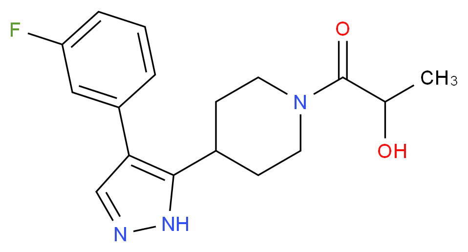 1-{4-[4-(3-fluorophenyl)-1H-pyrazol-5-yl]piperidin-1-yl}-1-oxopropan-2-ol_Molecular_structure_CAS_)