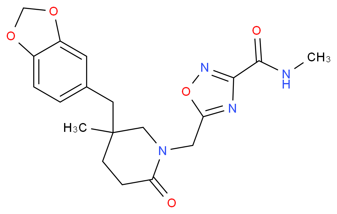 5-{[5-(1,3-benzodioxol-5-ylmethyl)-5-methyl-2-oxopiperidin-1-yl]methyl}-N-methyl-1,2,4-oxadiazole-3-carboxamide_Molecular_structure_CAS_)