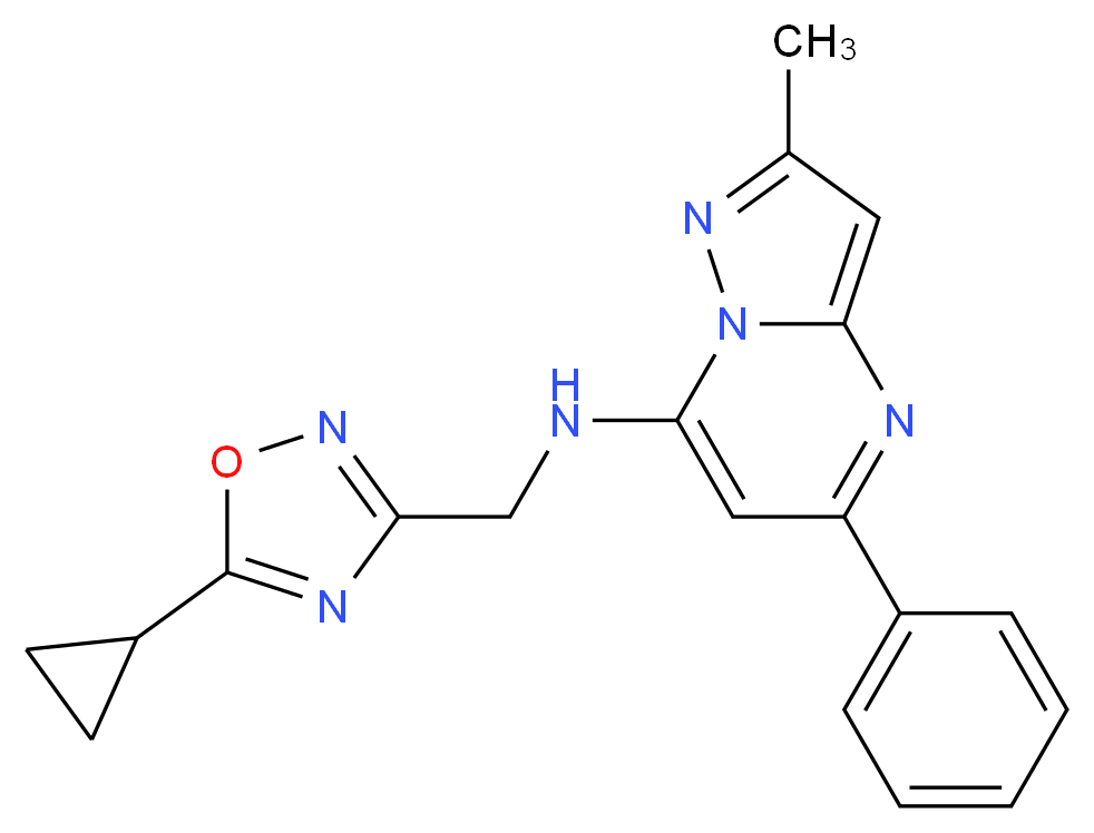 N-[(5-cyclopropyl-1,2,4-oxadiazol-3-yl)methyl]-2-methyl-5-phenylpyrazolo[1,5-a]pyrimidin-7-amine_Molecular_structure_CAS_)