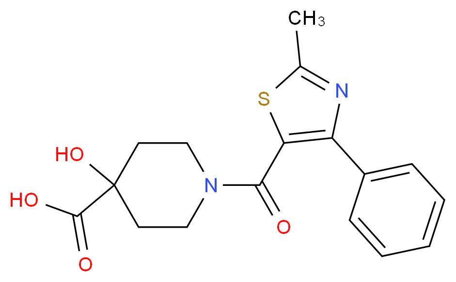 4-hydroxy-1-[(2-methyl-4-phenyl-1,3-thiazol-5-yl)carbonyl]piperidine-4-carboxylic acid_Molecular_structure_CAS_)