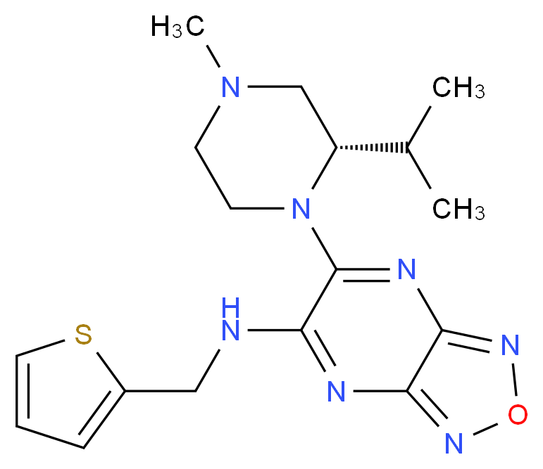 6-[(2S)-2-isopropyl-4-methyl-1-piperazinyl]-N-(2-thienylmethyl)[1,2,5]oxadiazolo[3,4-b]pyrazin-5-amine_Molecular_structure_CAS_)