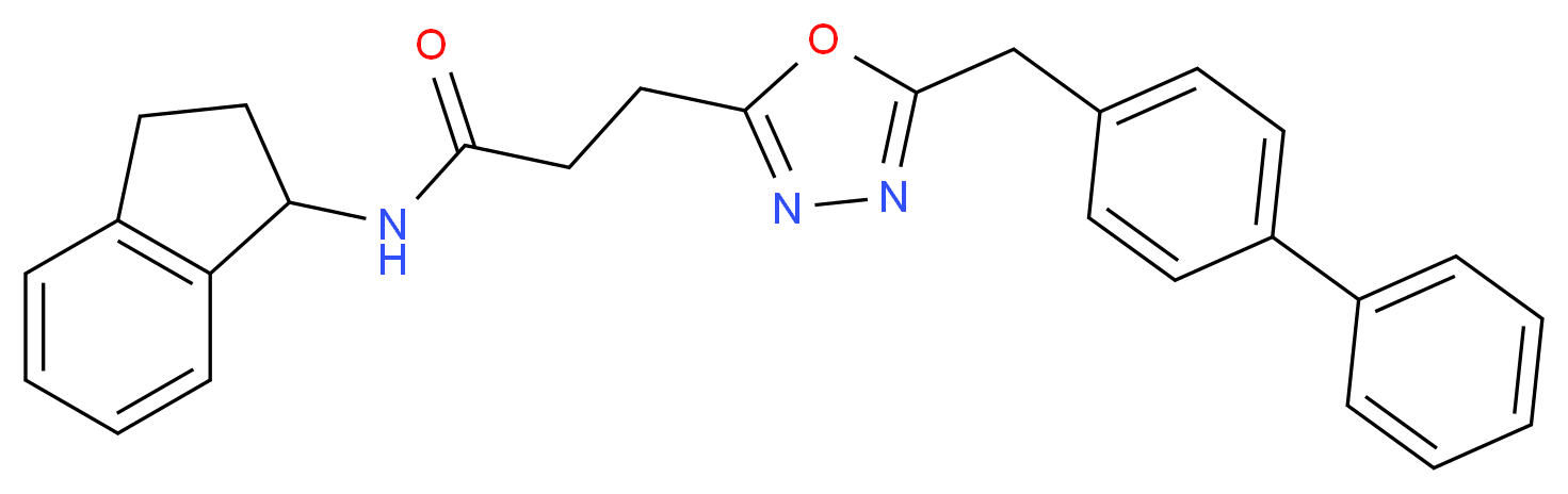 3-[5-(4-biphenylylmethyl)-1,3,4-oxadiazol-2-yl]-N-(2,3-dihydro-1H-inden-1-yl)propanamide_Molecular_structure_CAS_)