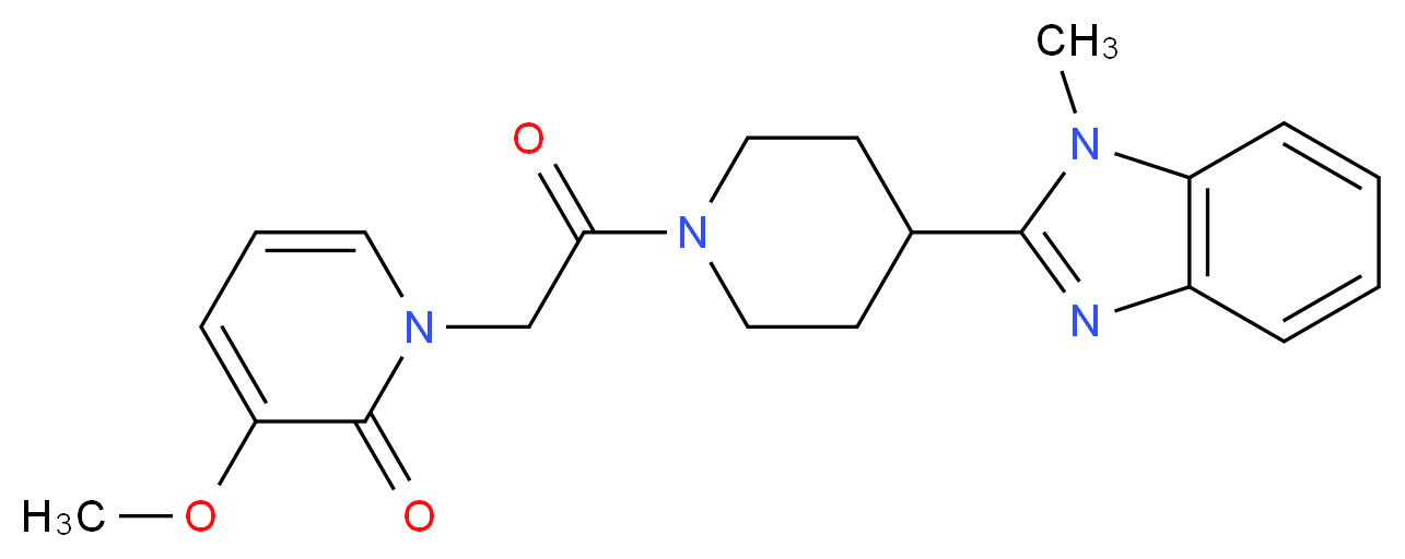 3-methoxy-1-{2-[4-(1-methyl-1H-benzimidazol-2-yl)piperidin-1-yl]-2-oxoethyl}pyridin-2(1H)-one_Molecular_structure_CAS_)