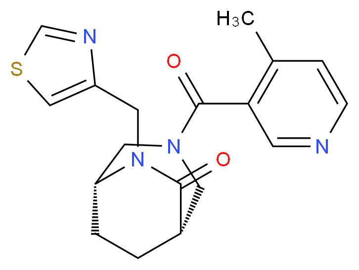 (1S*,5R*)-3-[(4-methylpyridin-3-yl)carbonyl]-6-(1,3-thiazol-4-ylmethyl)-3,6-diazabicyclo[3.2.2]nonan-7-one_Molecular_structure_CAS_)