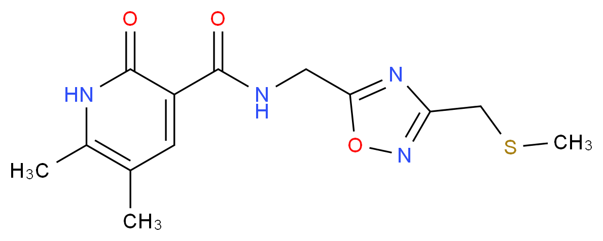5,6-dimethyl-N-({3-[(methylthio)methyl]-1,2,4-oxadiazol-5-yl}methyl)-2-oxo-1,2-dihydro-3-pyridinecarboxamide_Molecular_structure_CAS_)