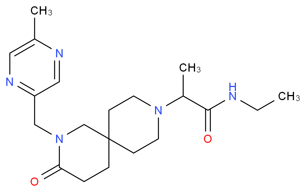 N-ethyl-2-{2-[(5-methylpyrazin-2-yl)methyl]-3-oxo-2,9-diazaspiro[5.5]undec-9-yl}propanamide_Molecular_structure_CAS_)