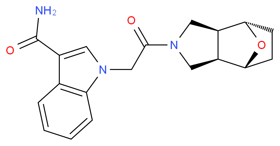 1-{2-[(1R*,2R*,6S*,7S*)-10-oxa-4-azatricyclo[5.2.1.0~2,6~]dec-4-yl]-2-oxoethyl}-1H-indole-3-carboxamide_Molecular_structure_CAS_)
