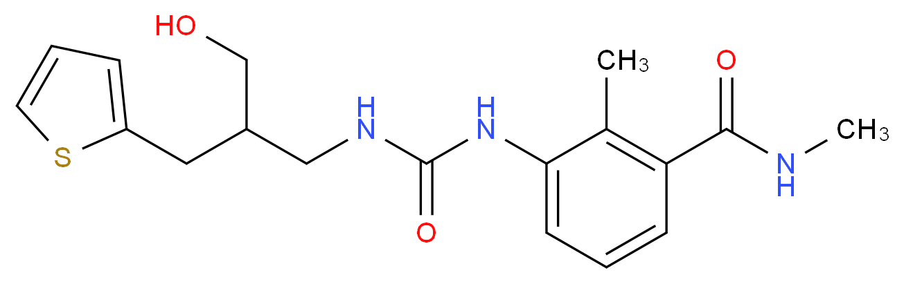 3-[({[3-hydroxy-2-(2-thienylmethyl)propyl]amino}carbonyl)amino]-N,2-dimethylbenzamide_Molecular_structure_CAS_)