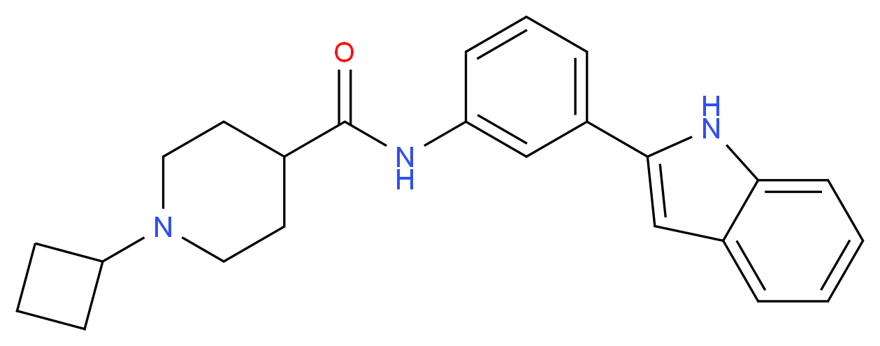1-cyclobutyl-N-[3-(1H-indol-2-yl)phenyl]-4-piperidinecarboxamide_Molecular_structure_CAS_)