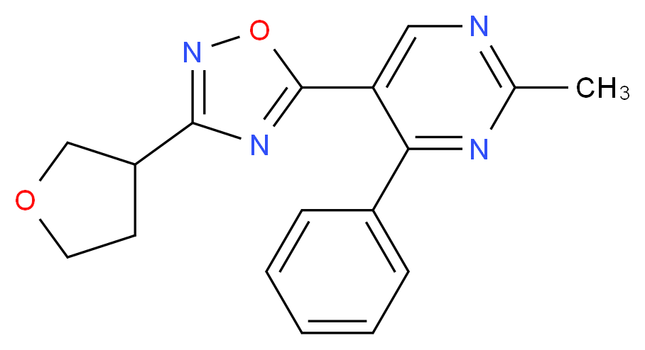 2-methyl-4-phenyl-5-[3-(tetrahydrofuran-3-yl)-1,2,4-oxadiazol-5-yl]pyrimidine_Molecular_structure_CAS_)